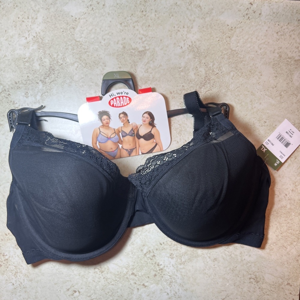 New! Parade Mesh Lace Underwire Demi Bra Black Size XL 38D 38C NWT New w/ Tags